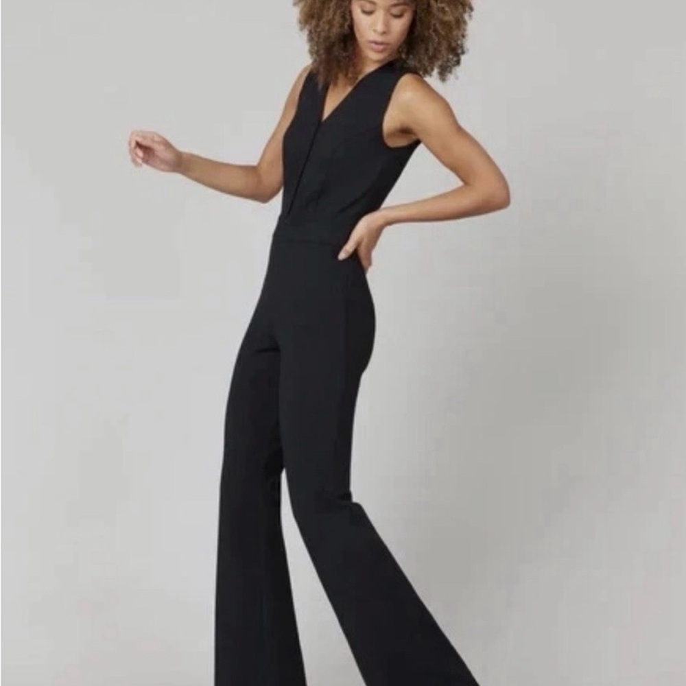 SPANX Black Sleeveless V-Neck Wide-Leg Jumpsuit